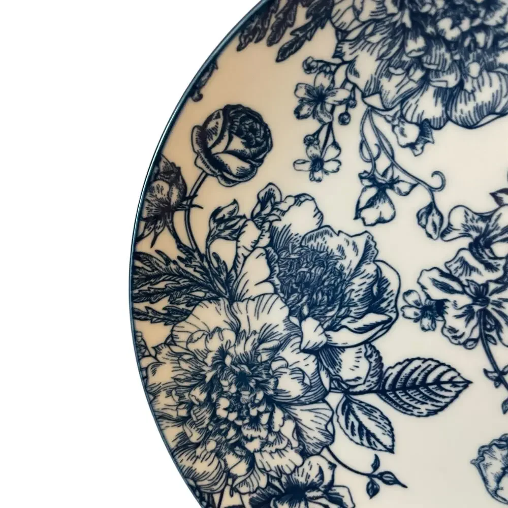 4pc Godinger English Garden Porcelain Salad Plates 7.5in Blue & White Floral